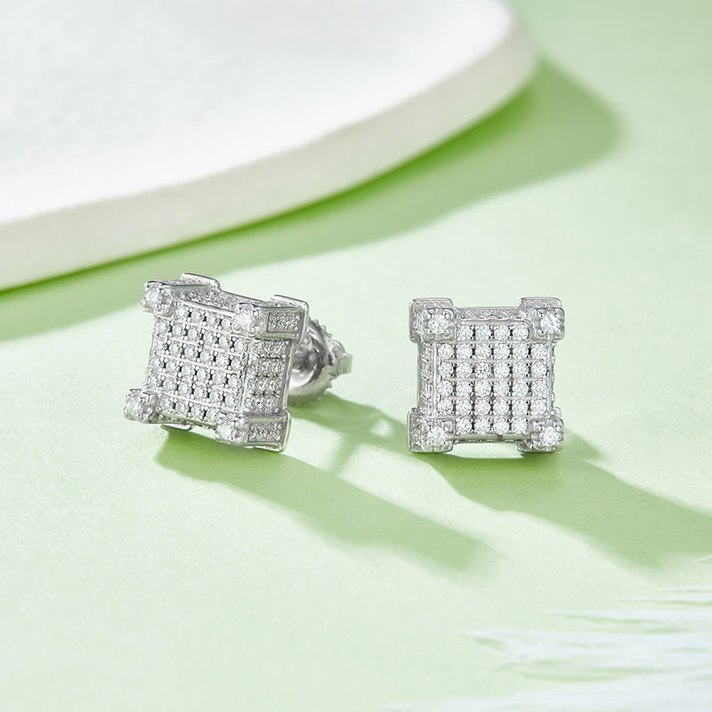 Springlight Moissanite Square Ear Studs